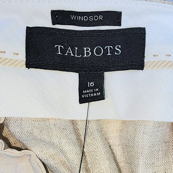 Talbots Windsor Curvy Wide Leg Linen Pants Women Trousers Size 16 Neutral Tan - Picture 6 of 13